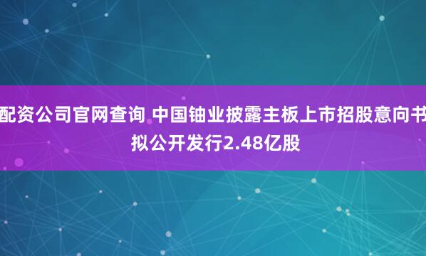 配资公司官网查询 中国铀业披露主板上市招股意向书 拟公开发行2.48亿股